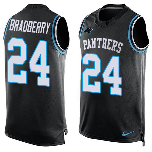 Nike Panthers #24 James Bradberry Black Team Color Men's Stitched NFL Limited Tank Top Jersey - Click Image to Close